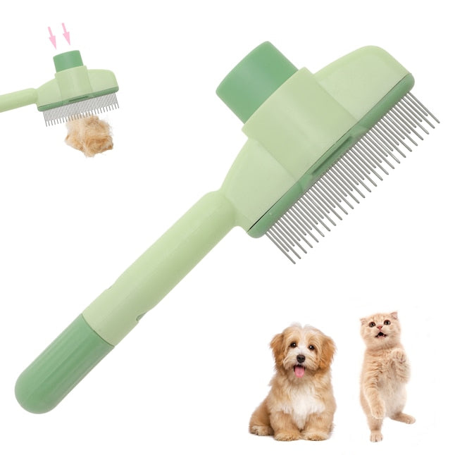 Brosse auto-nettoyante One-Click vert pastel pour chien et chat