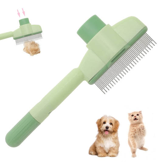 Brosse auto-nettoyante One-Click vert pastel pour chien et chat