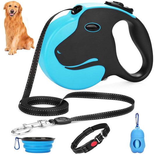 Laisse rétractable bleue pour chien 5 m