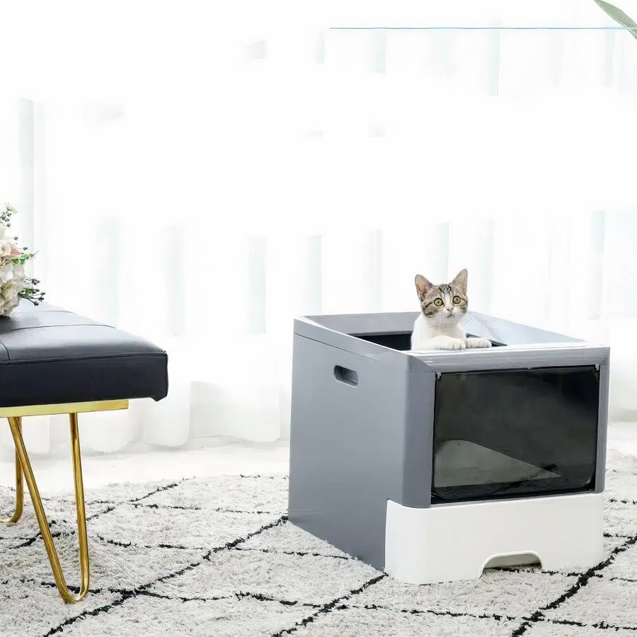 Maison de toilette pour chat avec porte et pelle - photo internet