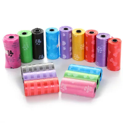 Rouleaux de sacs de propreté multicolores pour chien