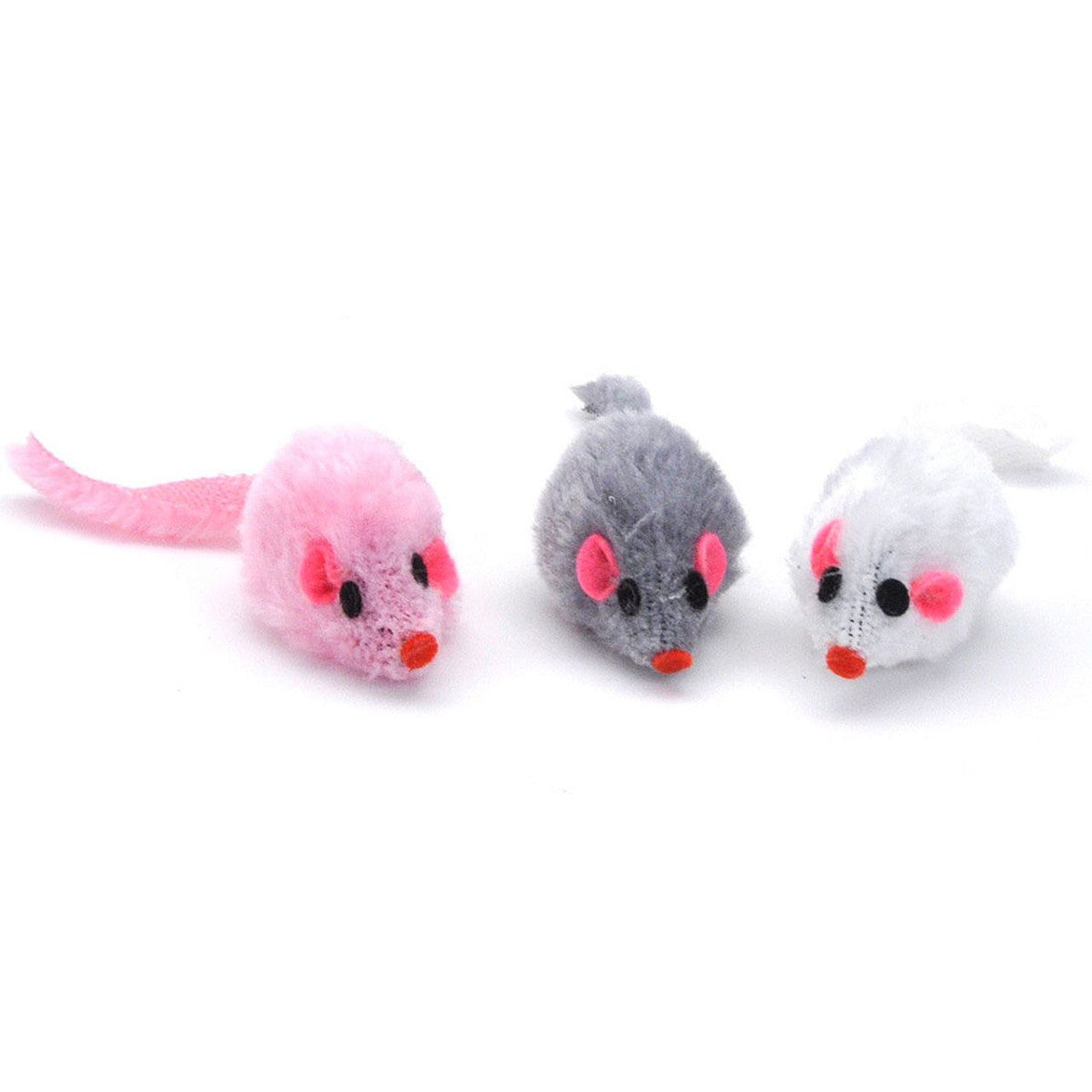 Lot de trois souris en peluche assorties pour chat